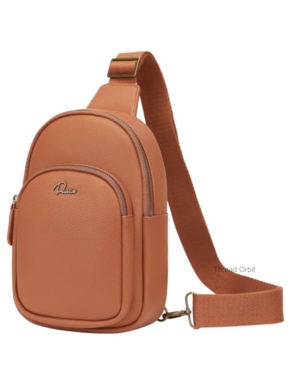 Vegan Leather Sling Crossbody Bag Adjustable Strap Multi-Pocket Travel